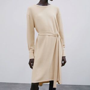 NWT Zara Soft Feel Belted Knit Sweater Dress